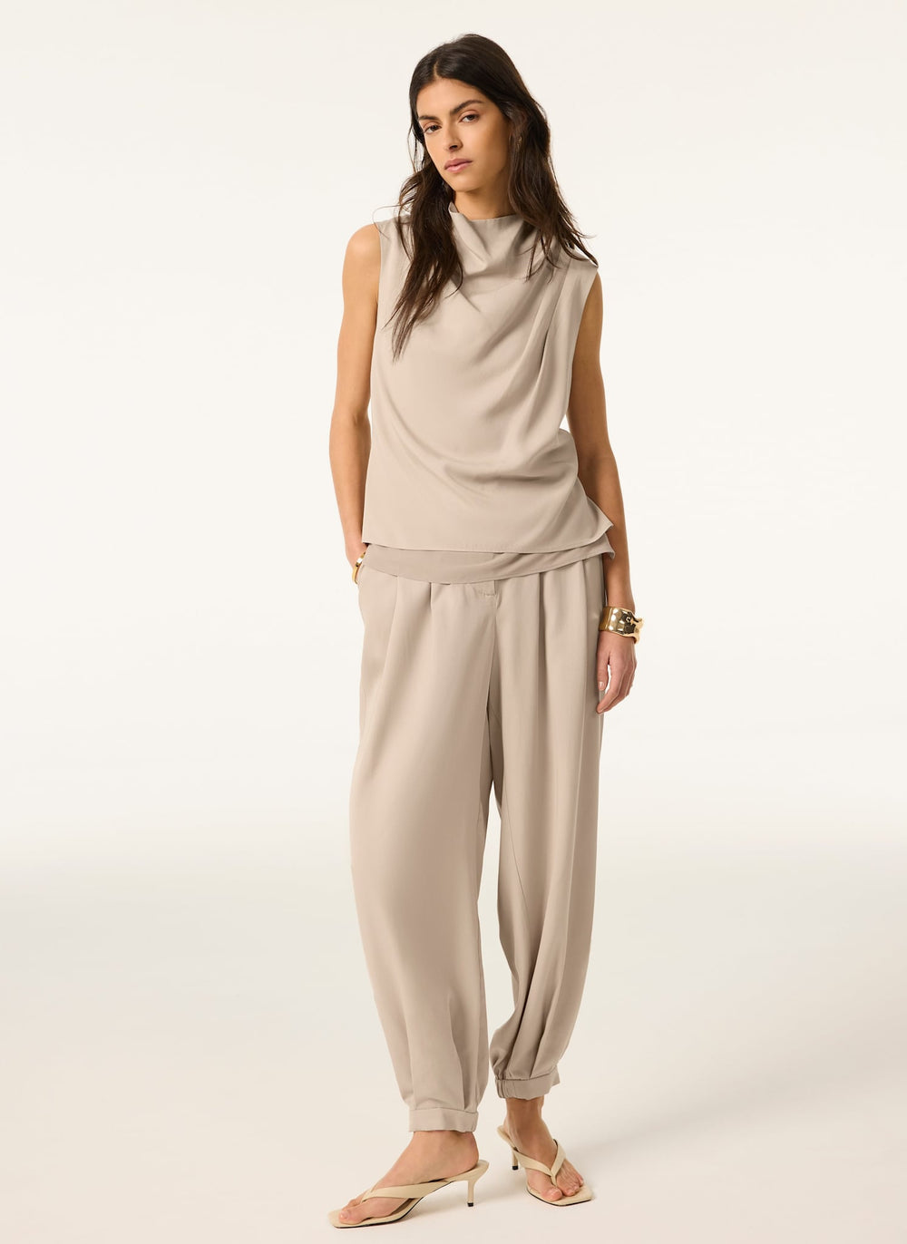 Neutral Cowl Neck Top
