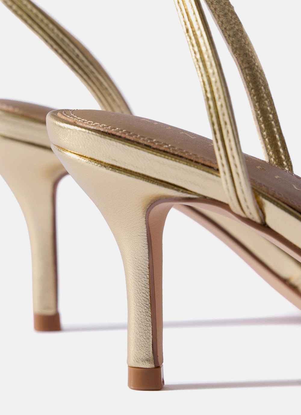 Tess Gold Leather Strappy Heels