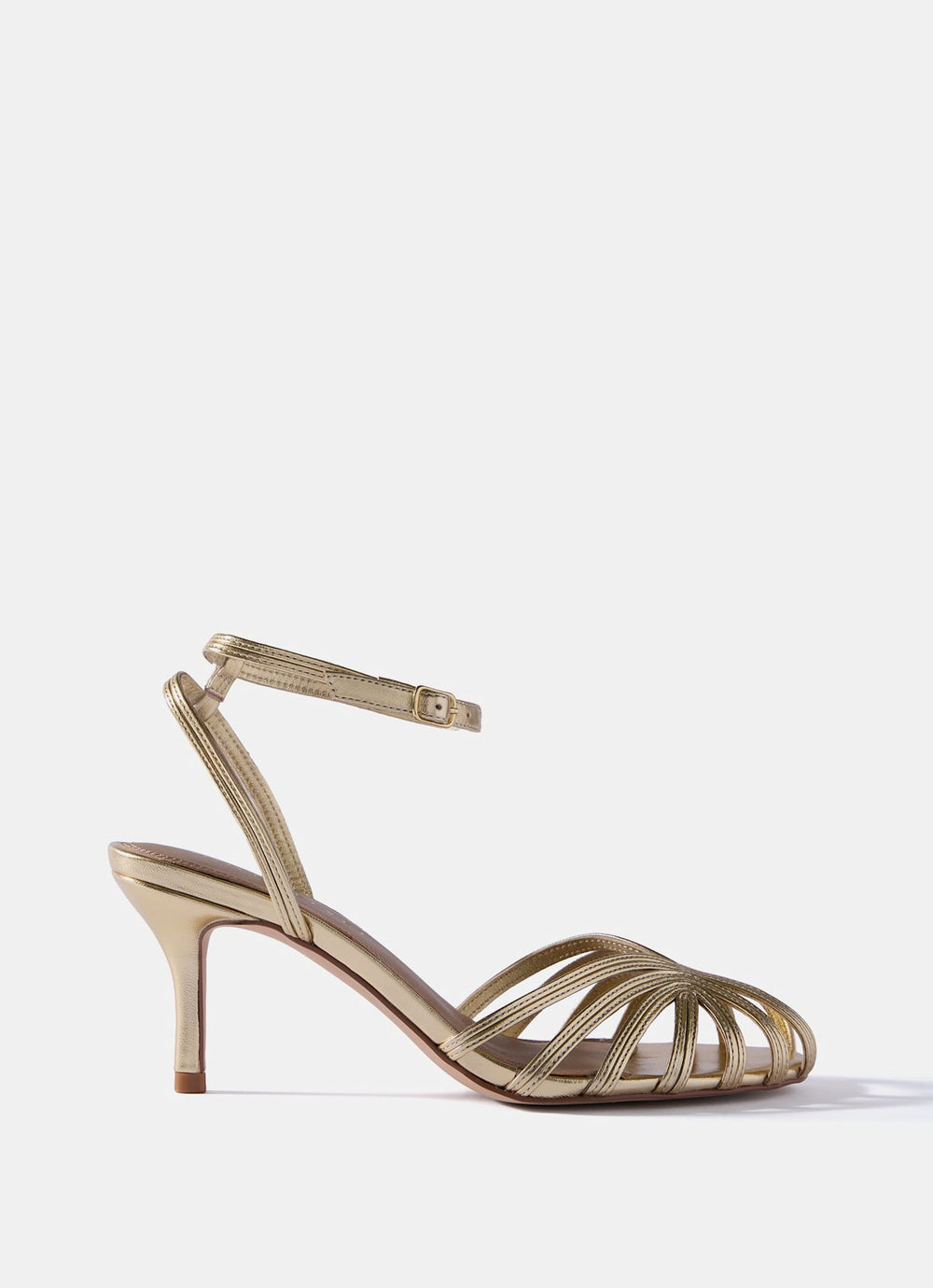 Tess Gold Leather Strappy Heels
