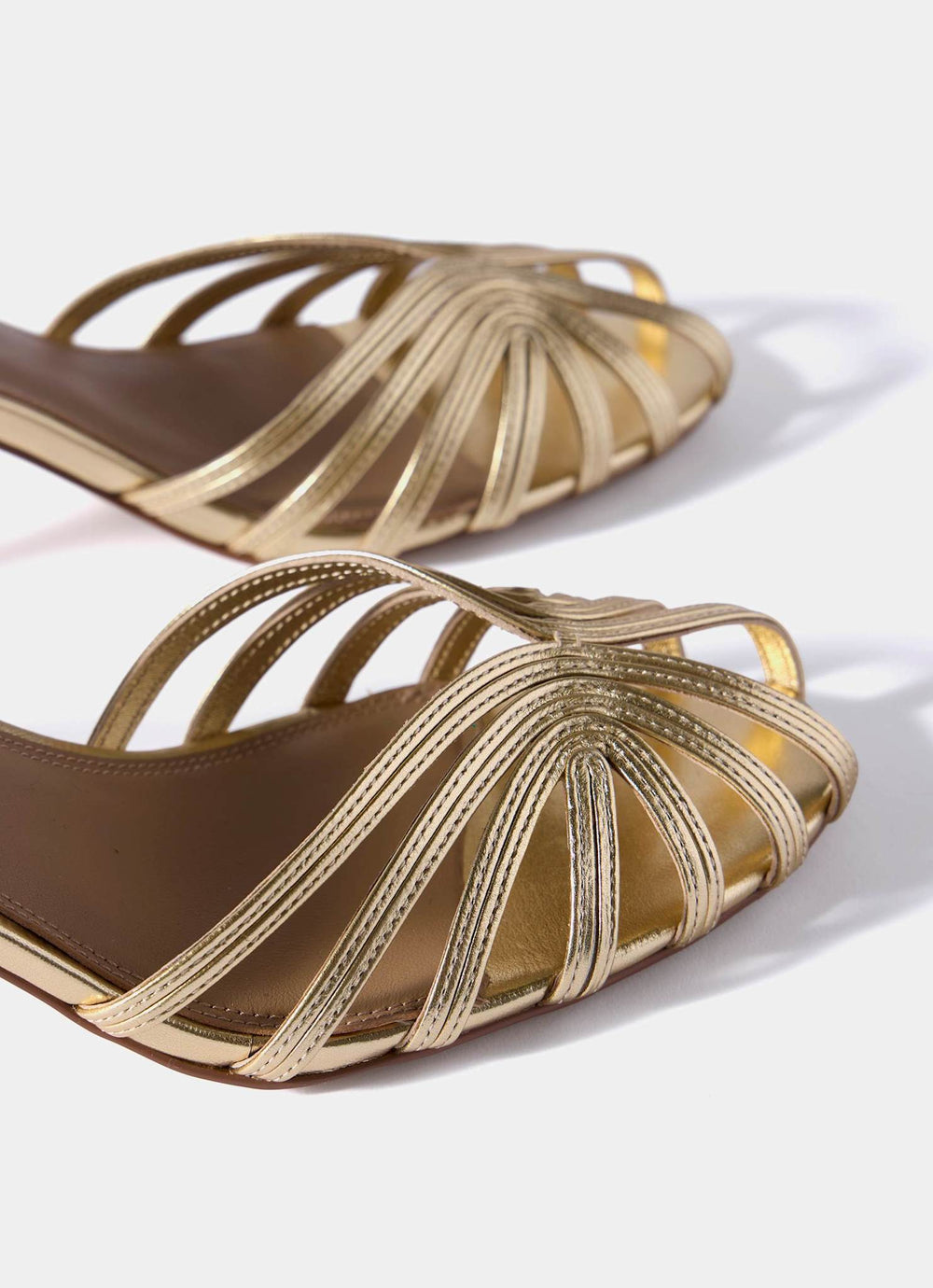 Tess Gold Leather Strappy Heels