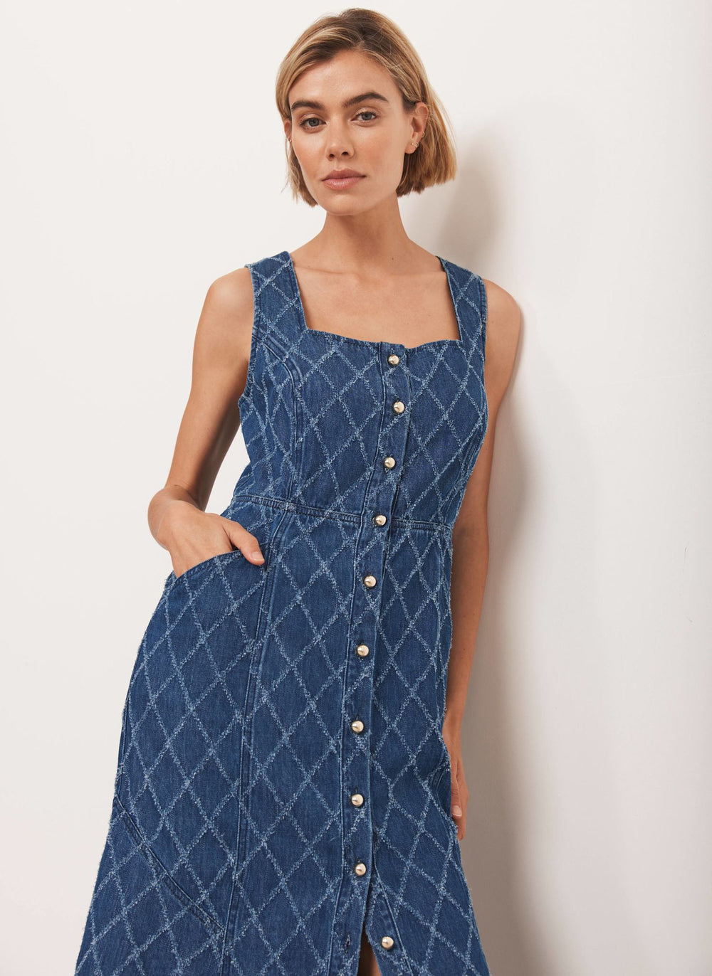 Indigo Denim Midi Dress