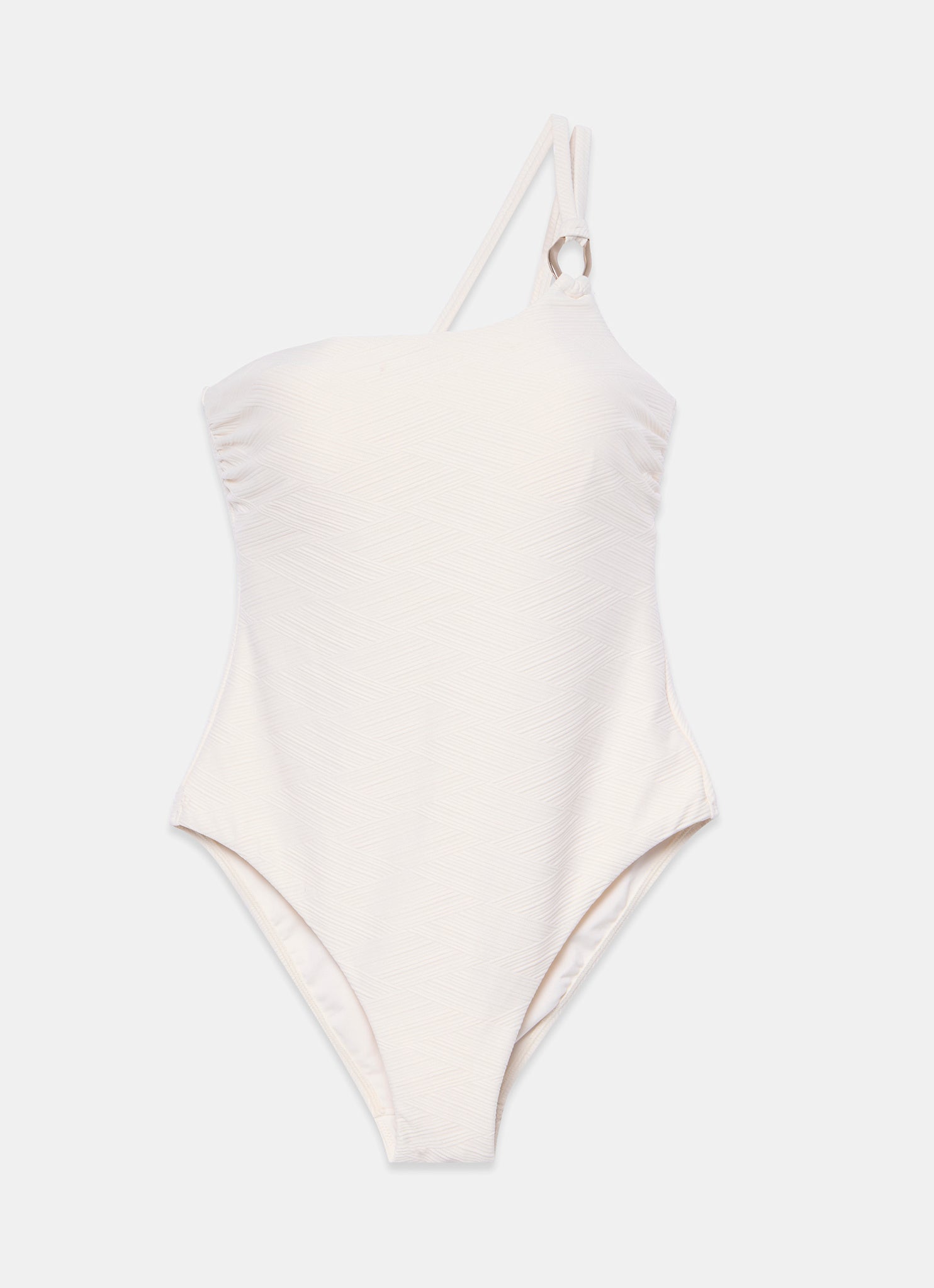 Cream Textured One Shoulder Swimsuit – Mint Velvet