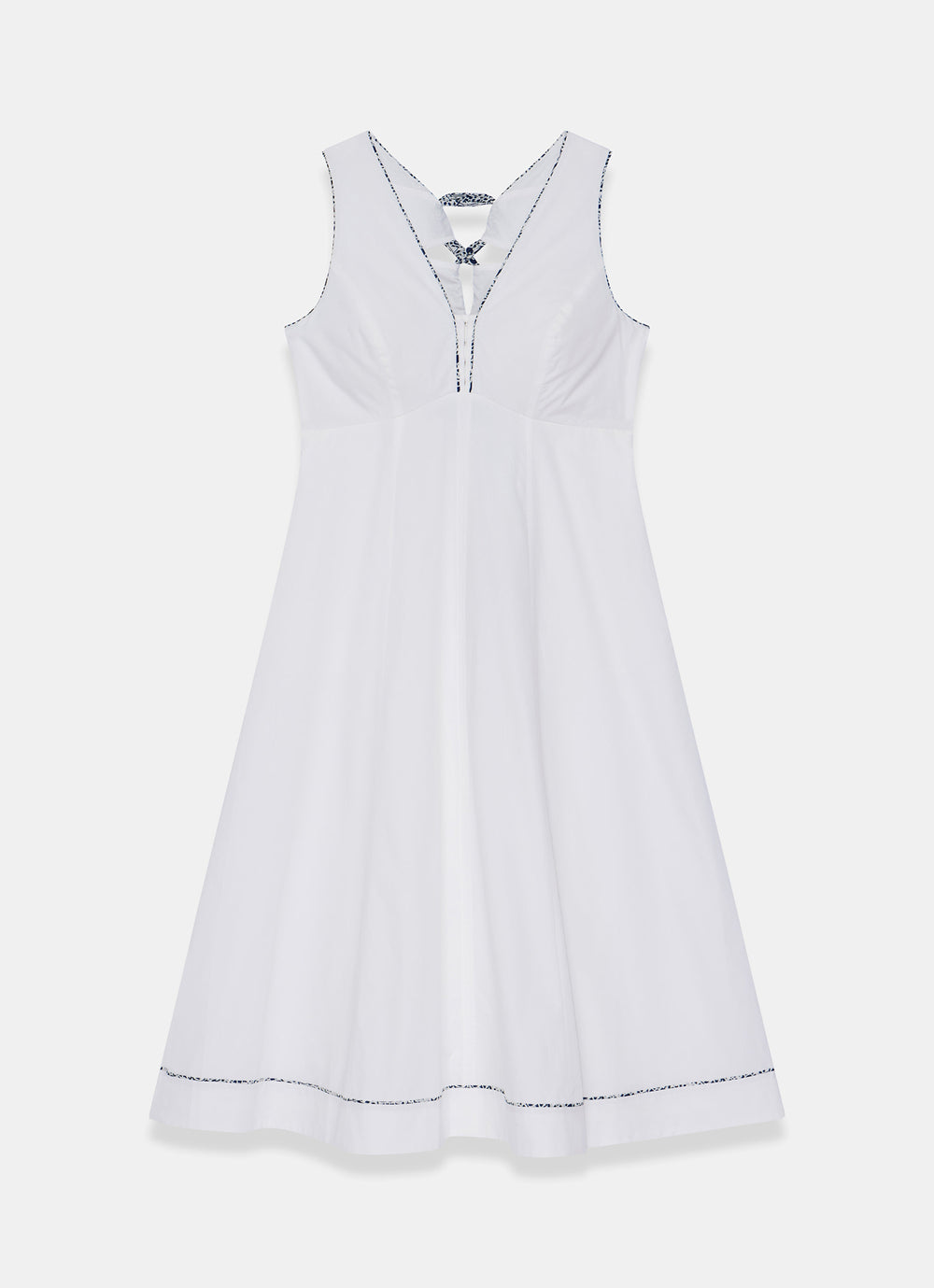 white midi dress tie back White Cotton Tie Detail Midi Dress – Mint Velvet