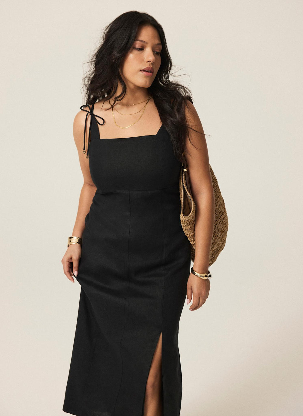 Black Linen Bow Detail Midi Dress Mint Velvet Black Linen Bow Detail Midi Dress Mint Velvet