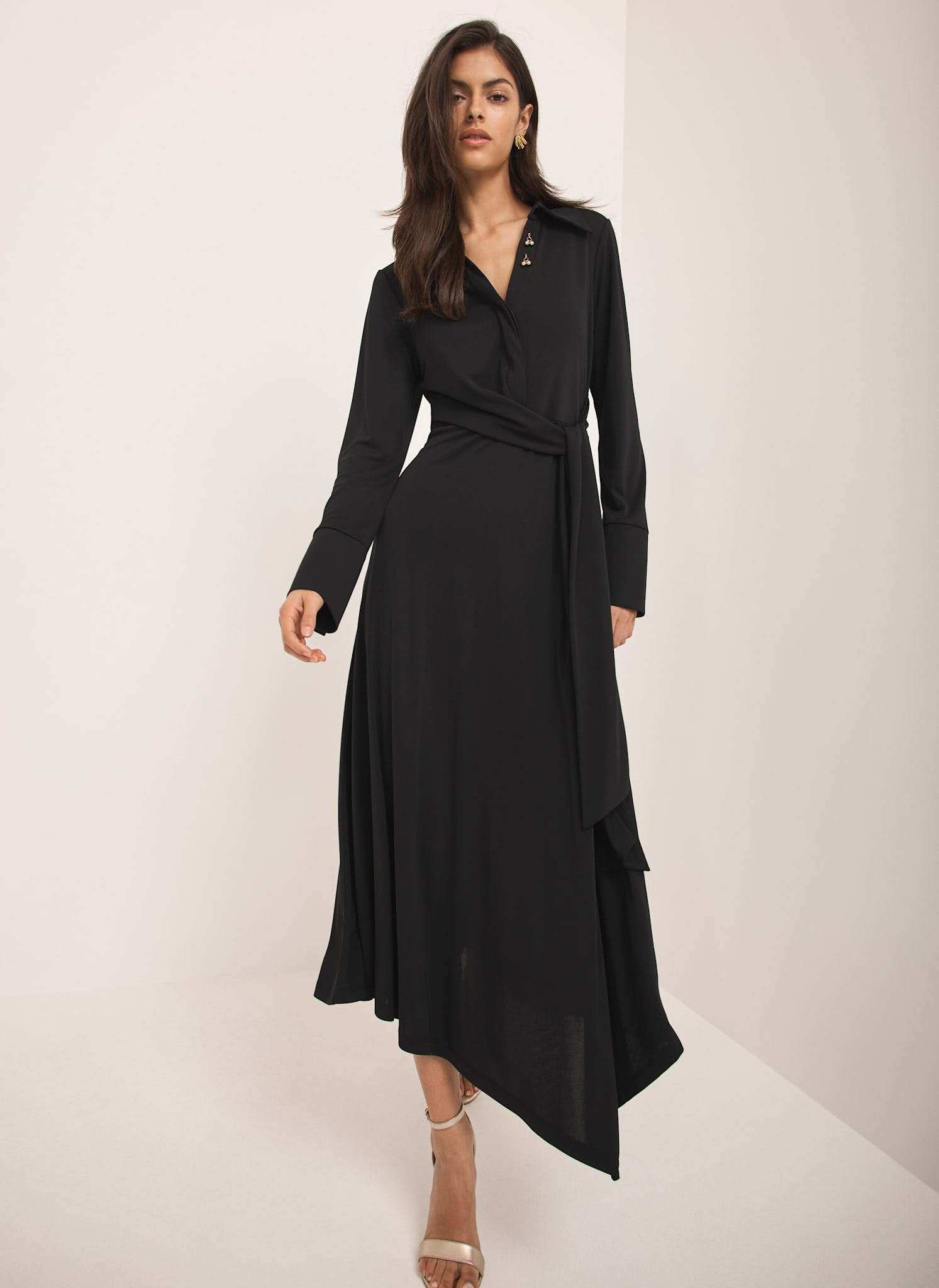 black dress with tie front