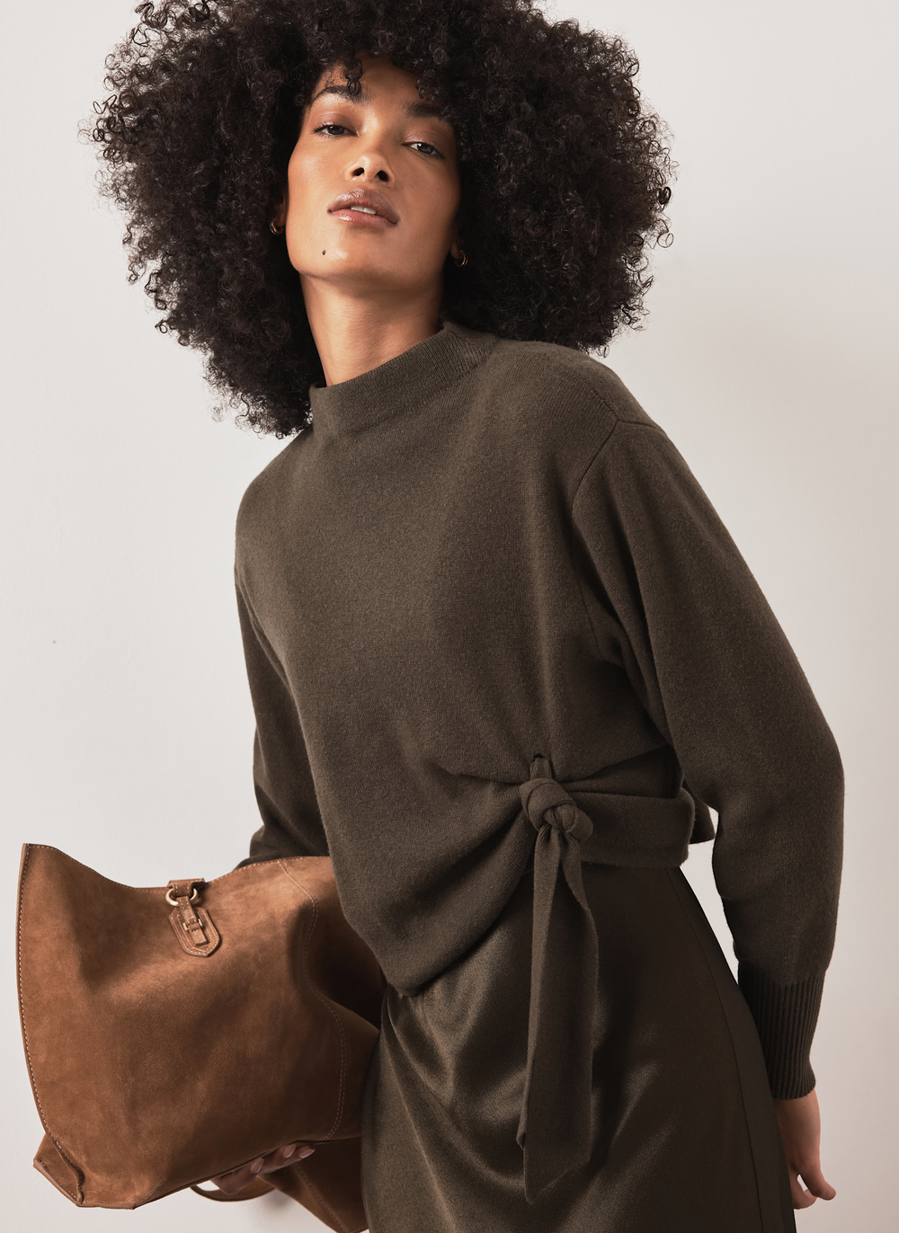 Khaki 2-in-1 Midi Dress