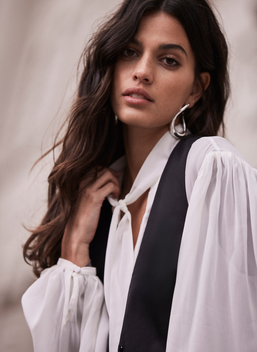 White Waistcoat Layered Blouse Mint Velvet