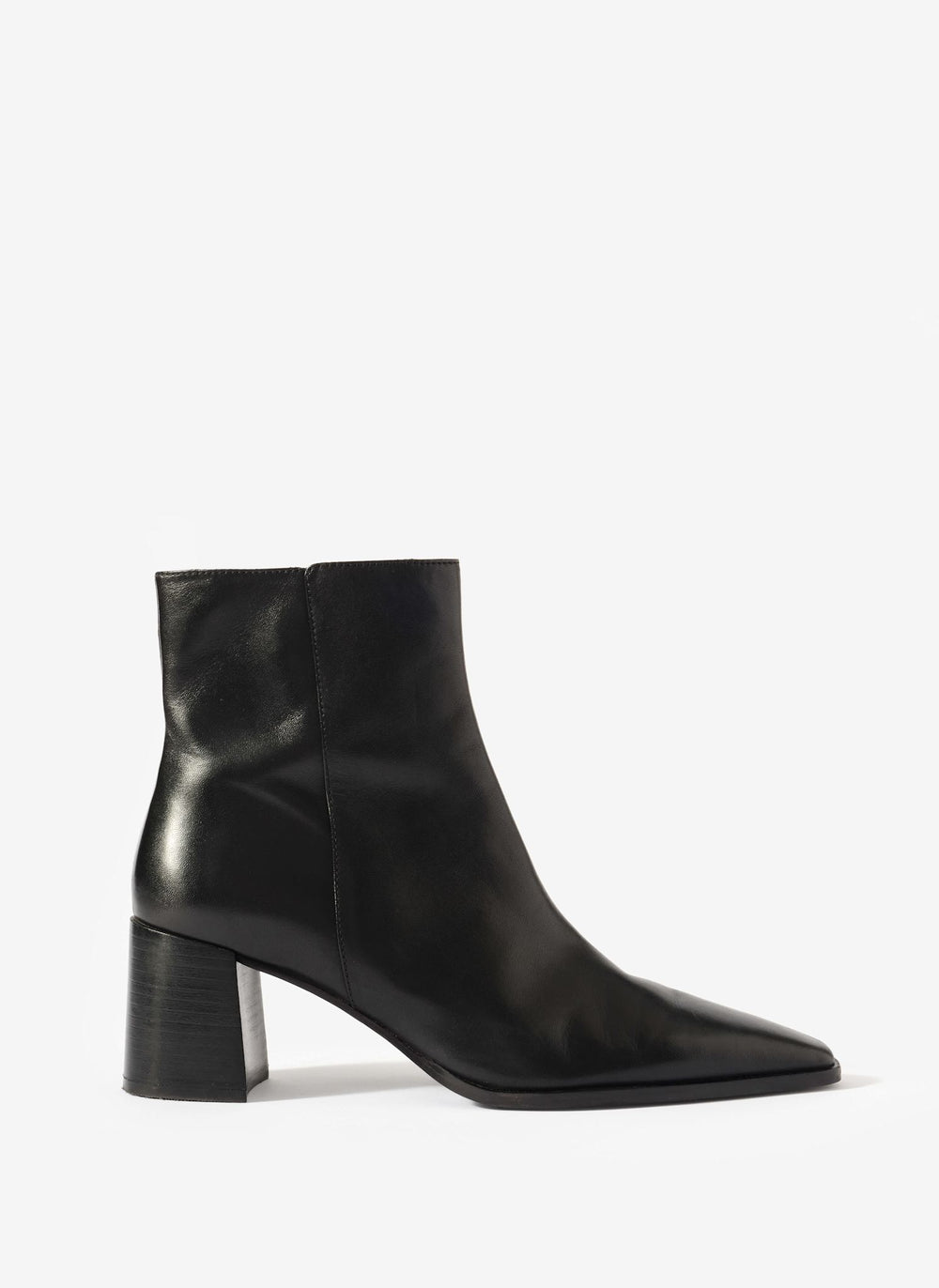 Tilda Black Leather Block Heel Boots