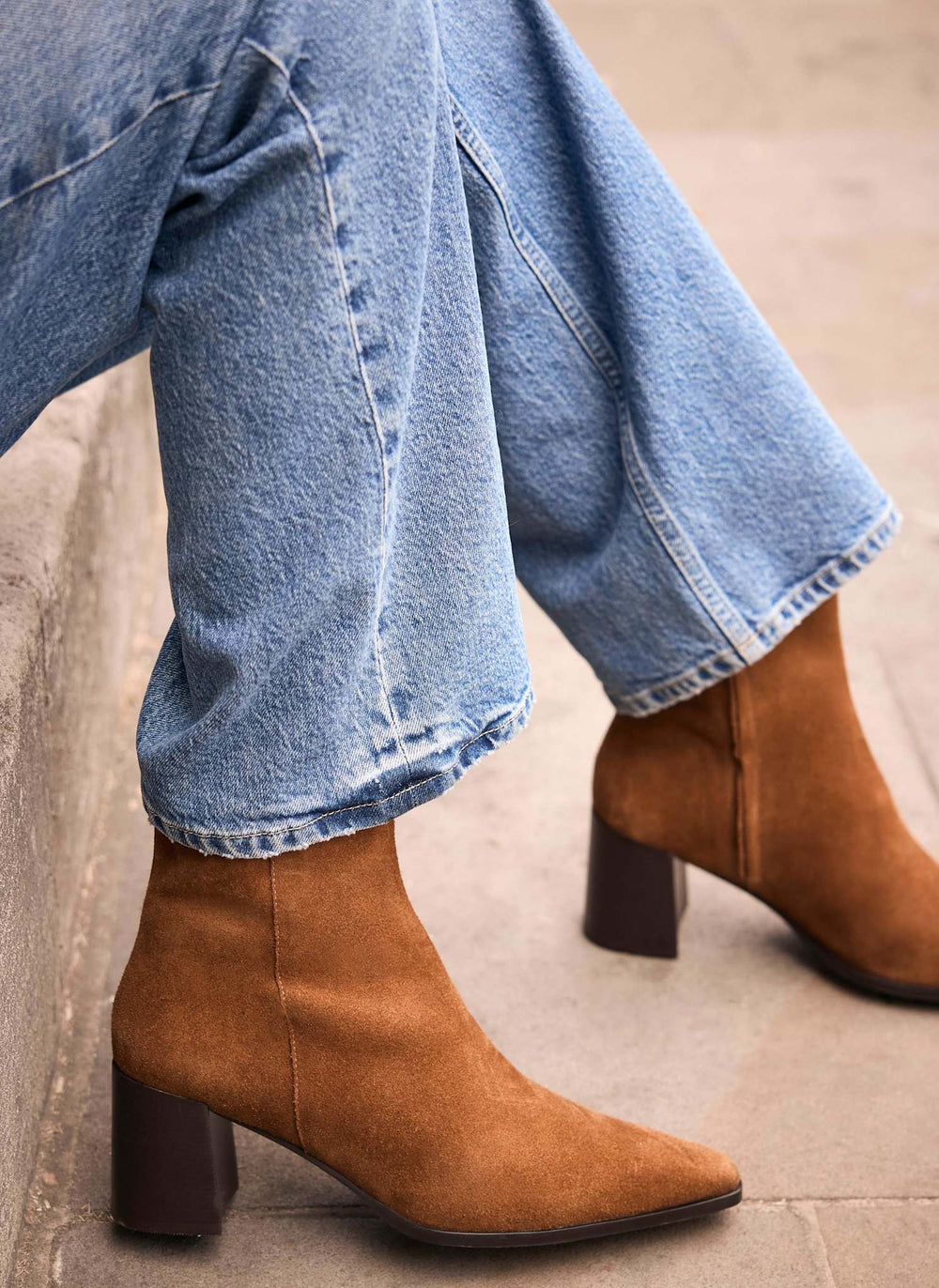 Tilda Tan Suede Block Heel Boots