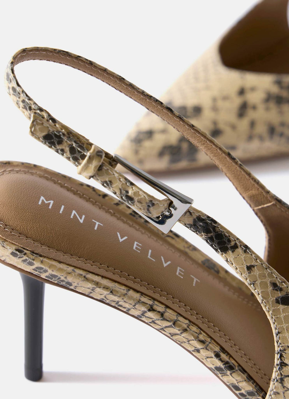 Tori Neutral Snake Print Leather Heels