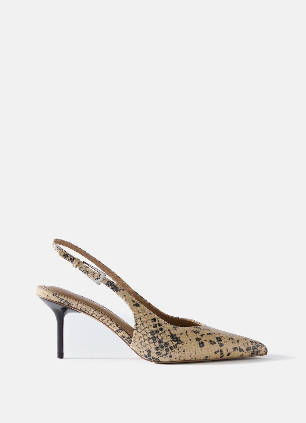 Tori Neutral Snake Print Leather Heels