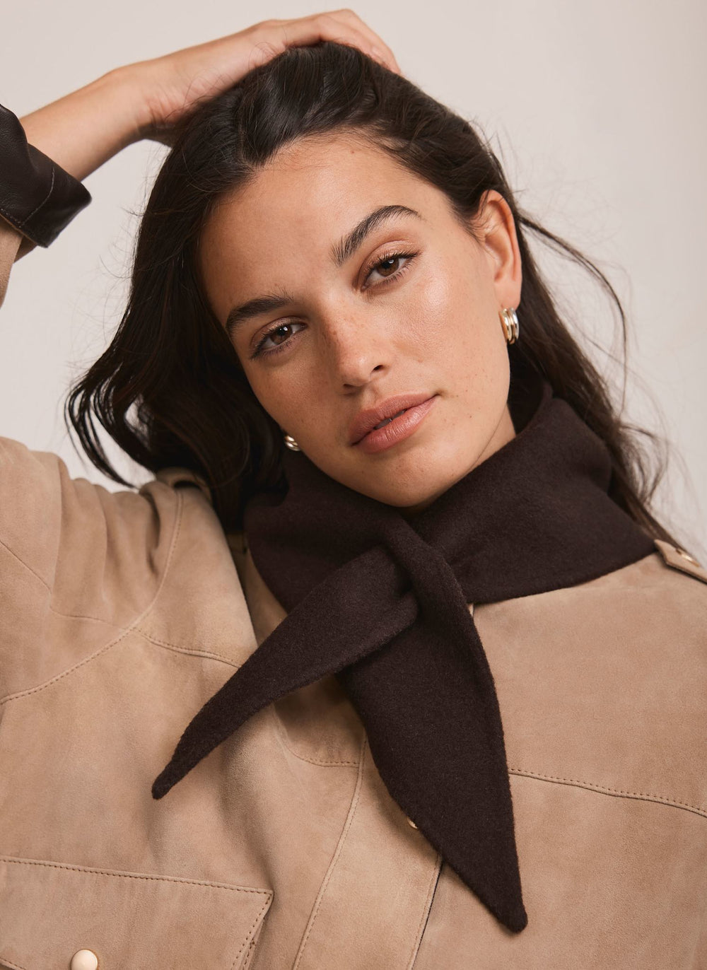 Brown Triangle Wool Neck Scarf