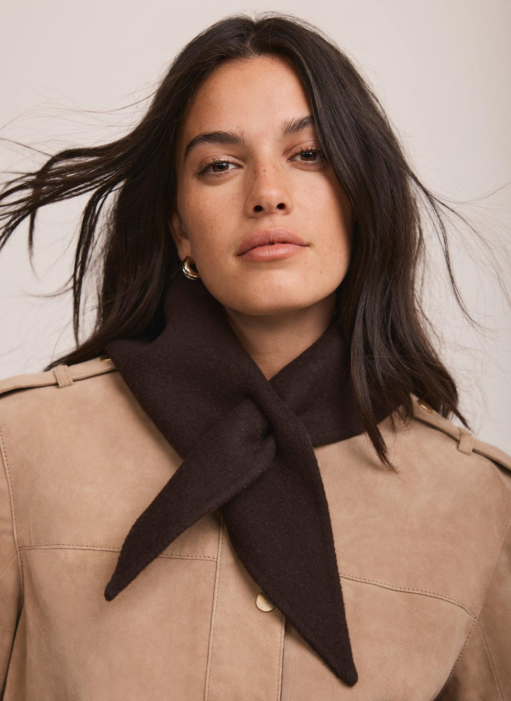 Brown Triangle Wool Neck Scarf