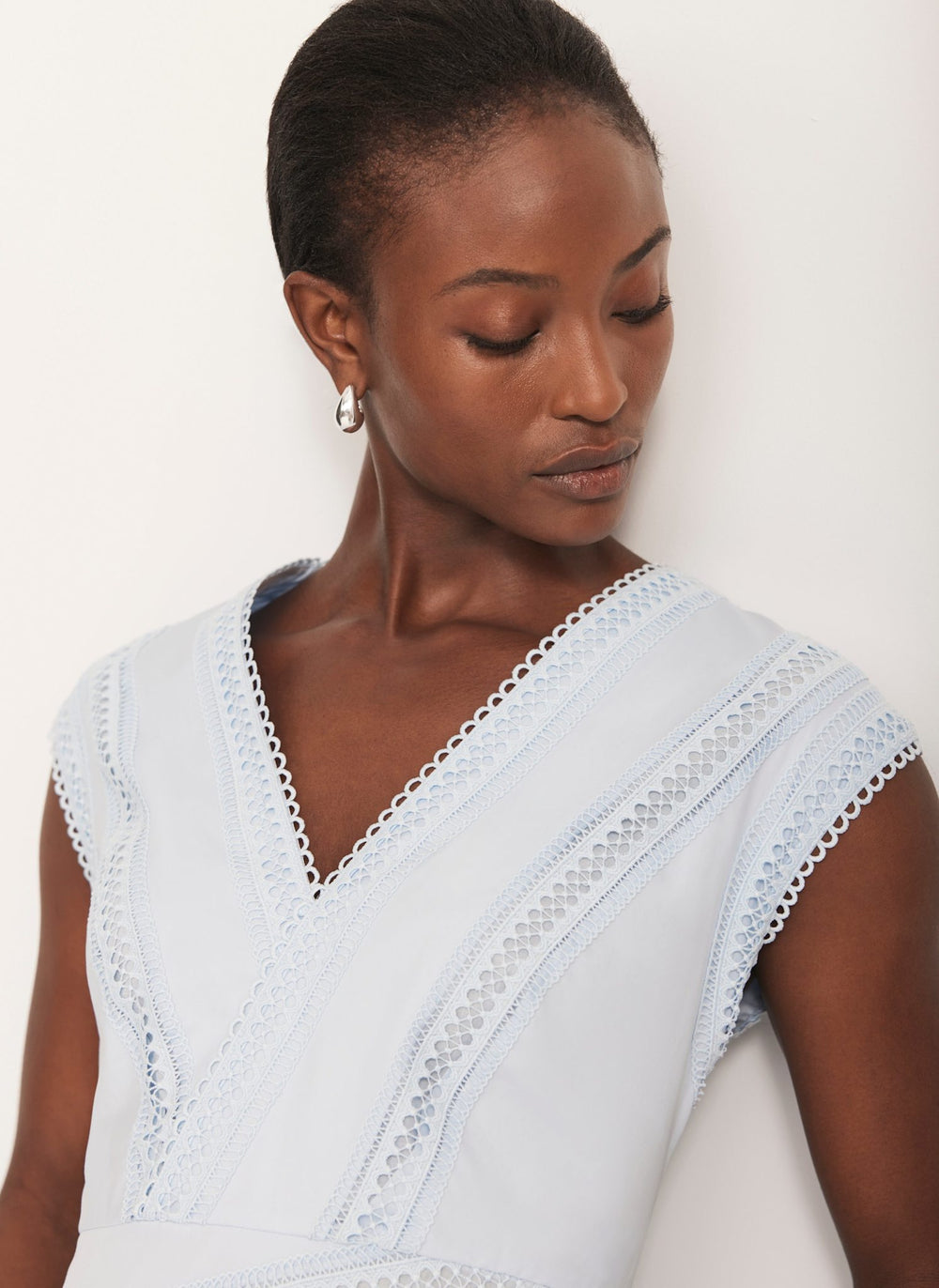 Blue Cotton Midi Dress