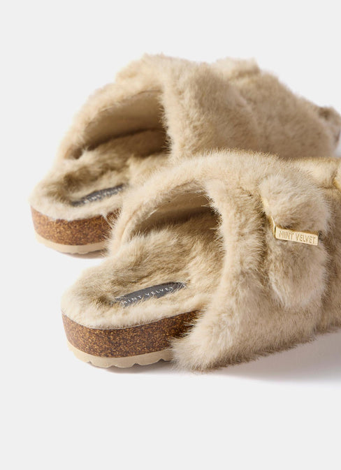 Faux Fur Velvet Sandals main image 1