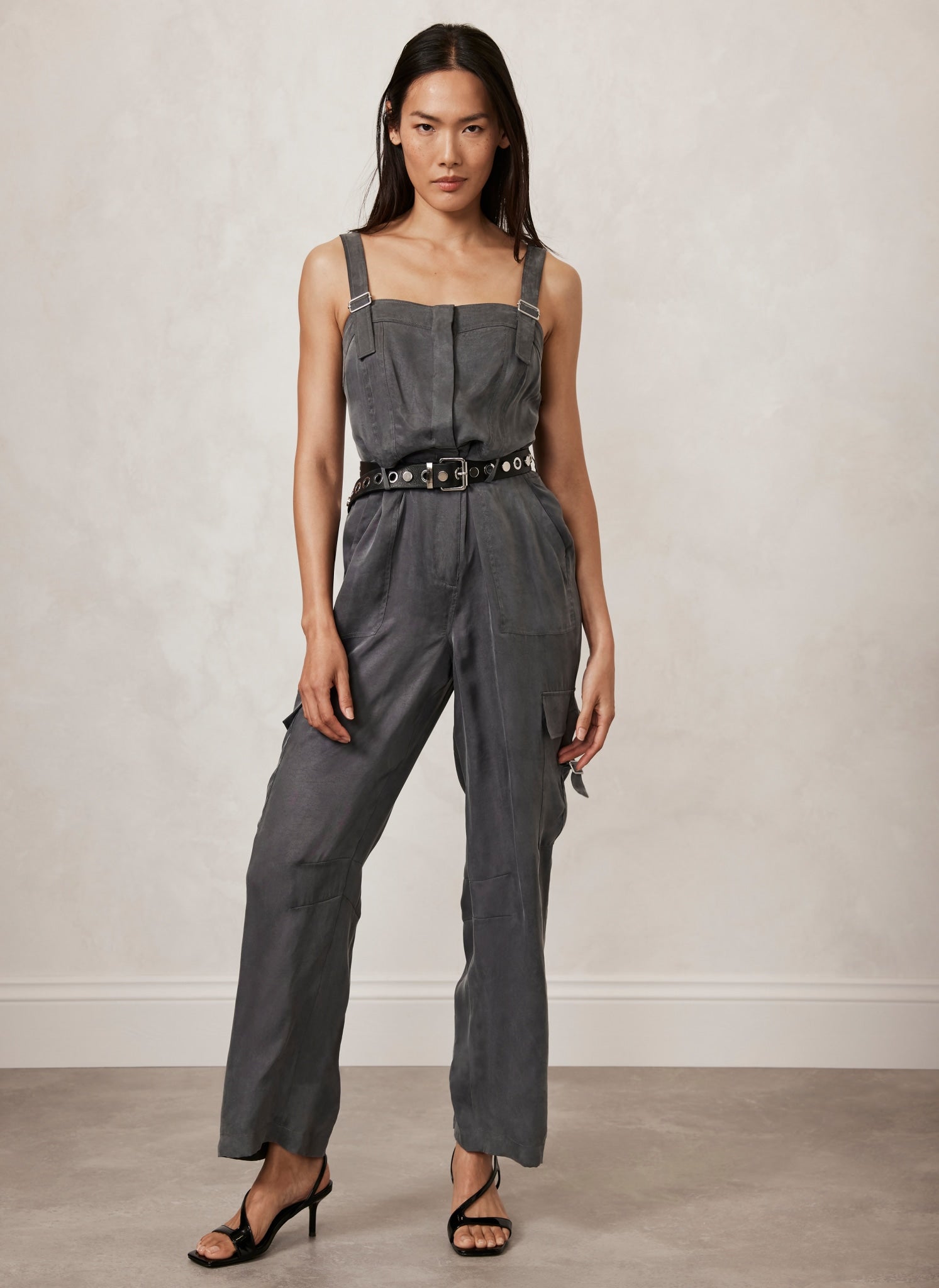 Grey Utility Pocket Detail Jumpsuit Mint Velvet Clothing