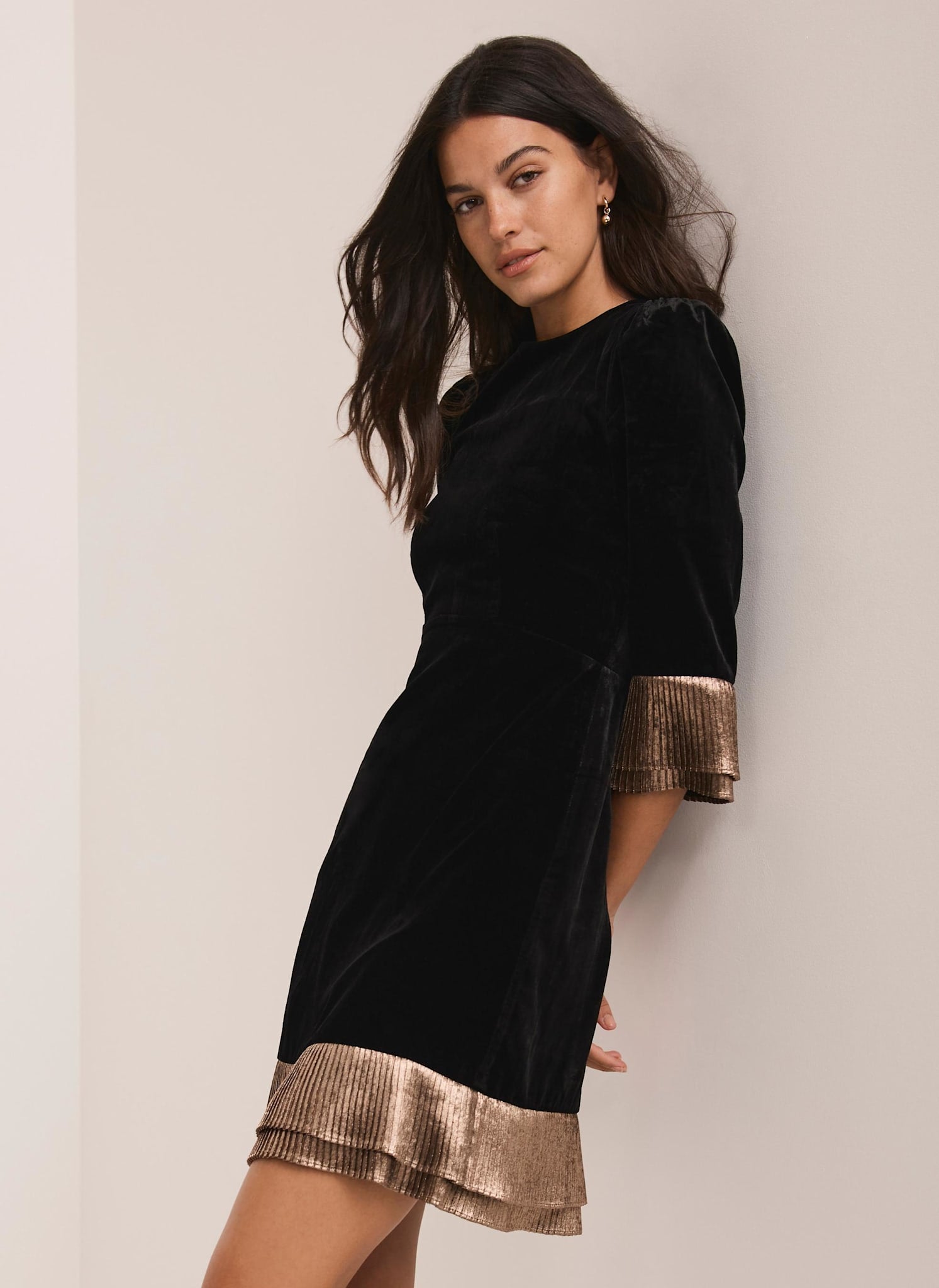 andmary andmary Betty velour mini dress AND MARY Betty velour mini