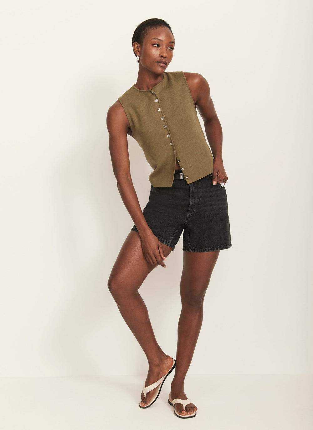 Washed Black Denim Shorts