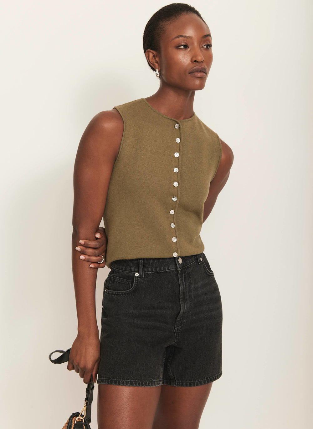 Washed Black Denim Shorts