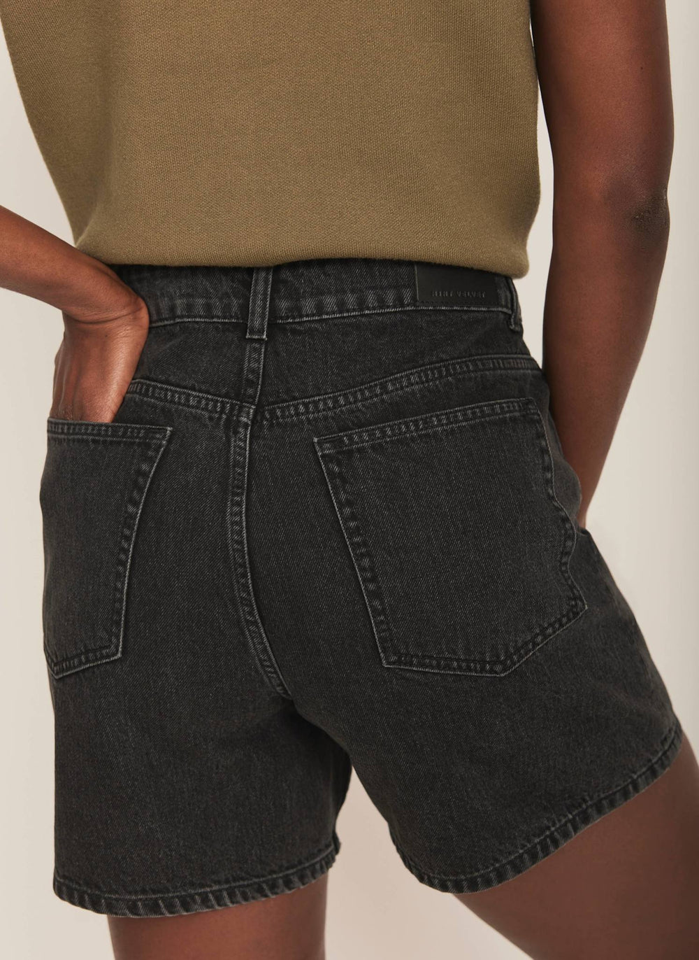 Washed Black Denim Shorts