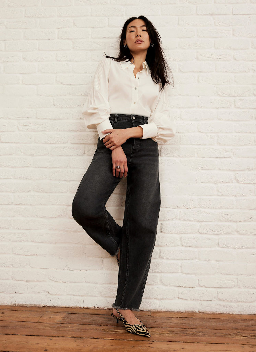 Washed Black Barrel Leg Jeans