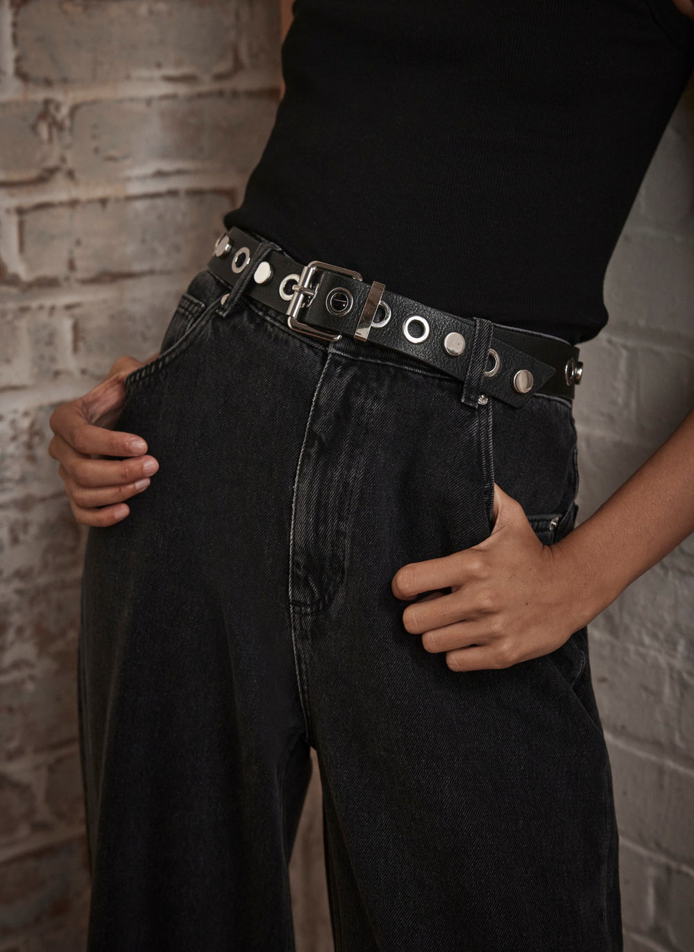 Washed Black Super Soft Wide Leg Jeans