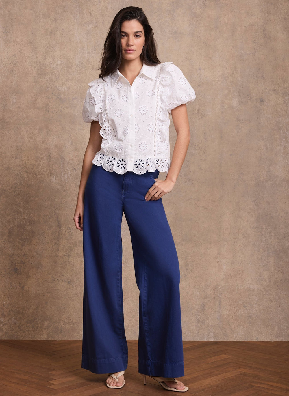 Blue Washed Refined Wide Jeans
