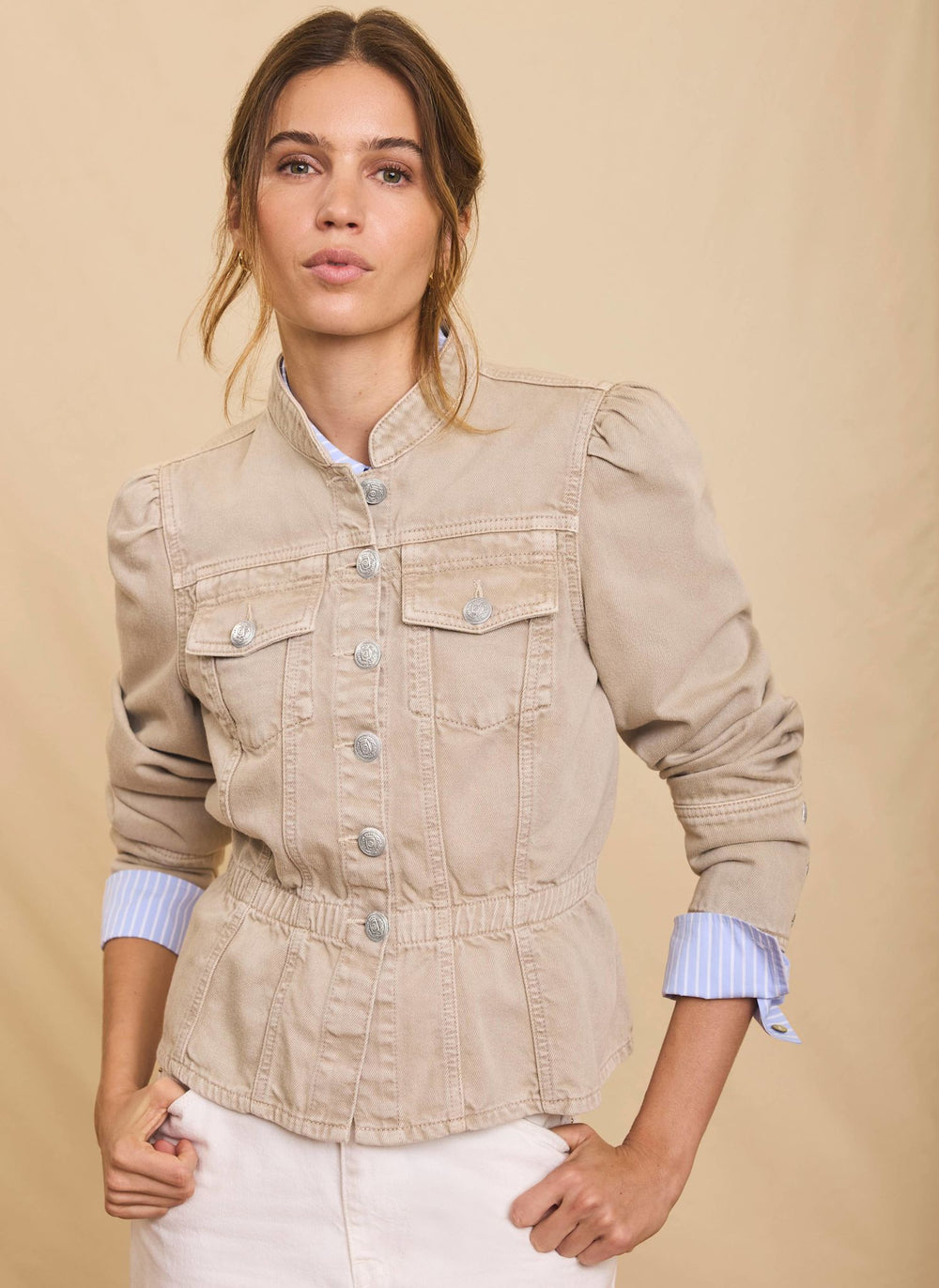 Neutral Military Peplum Jacket