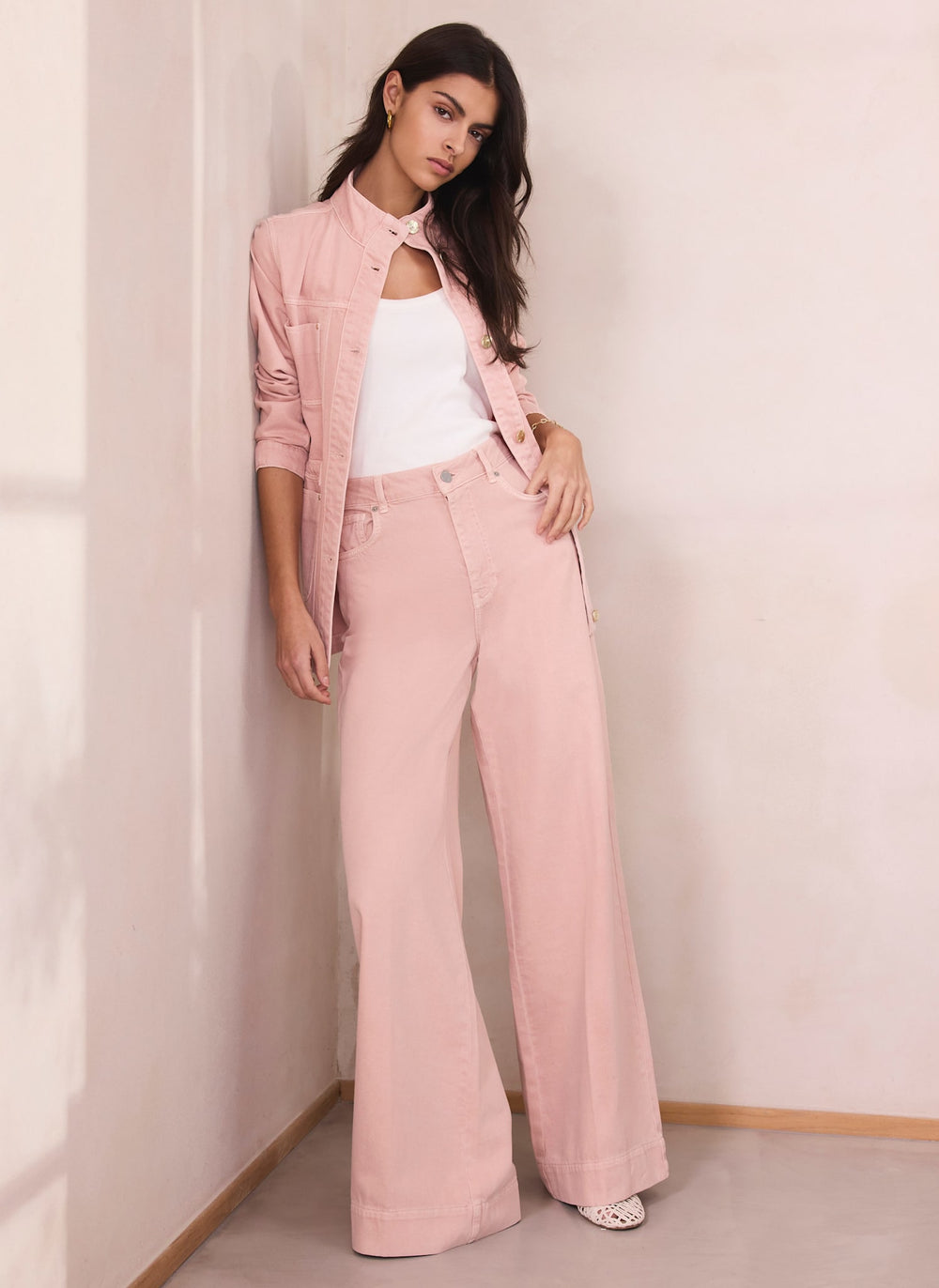 Washed Pink Wide Jeans