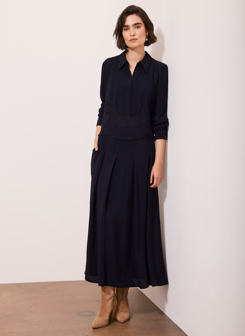 Navy Western Detail Maxi Dress