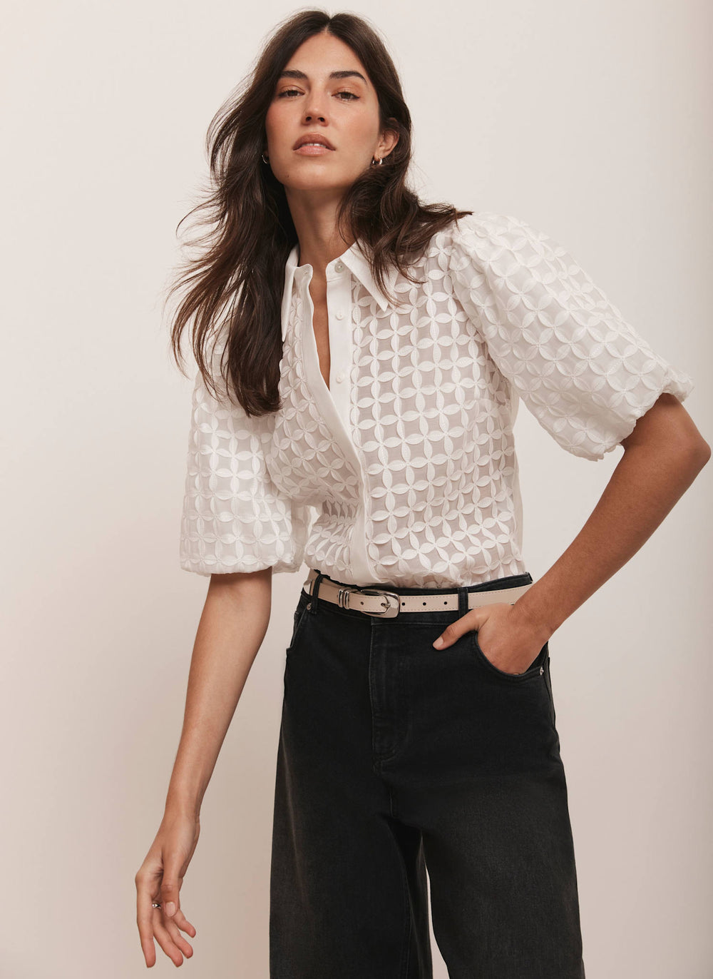 White Petal Detail Shirt