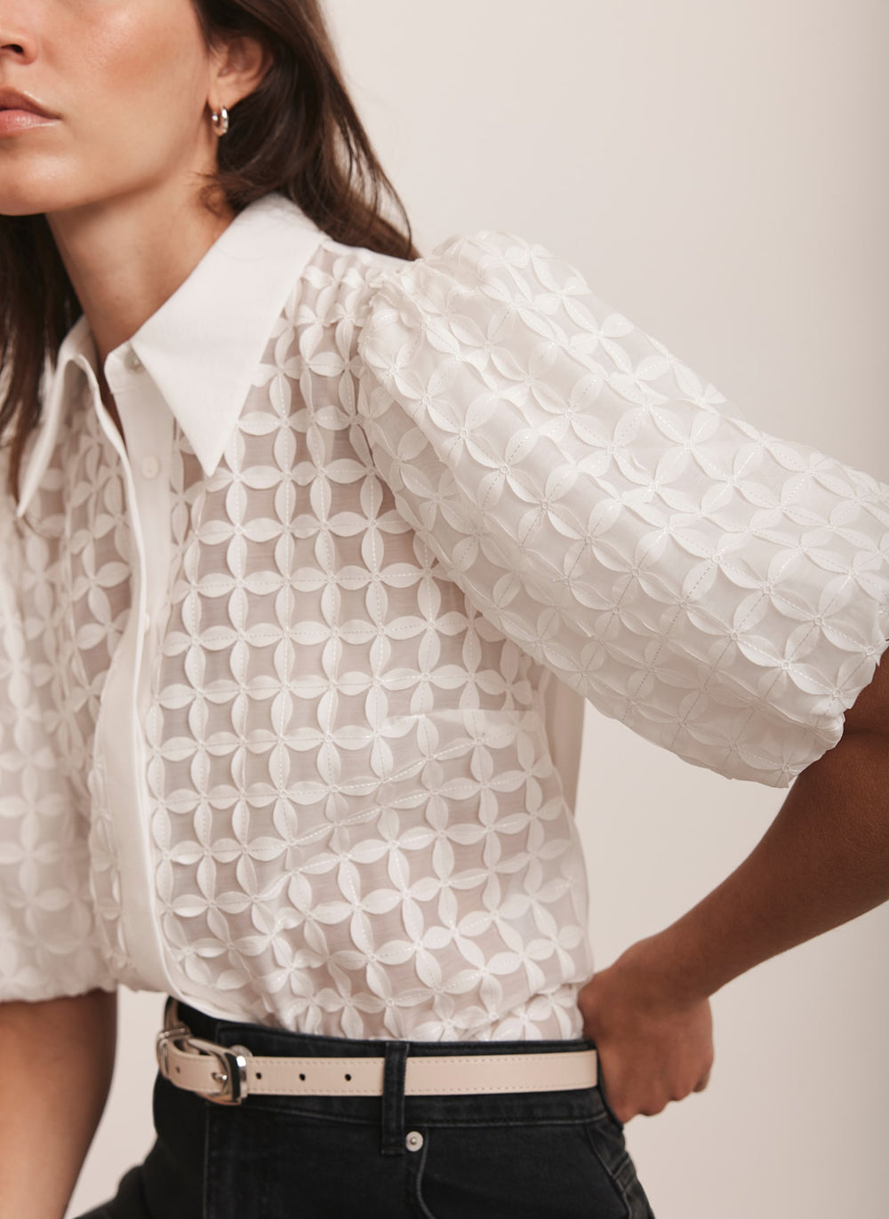 White Petal Detail Shirt