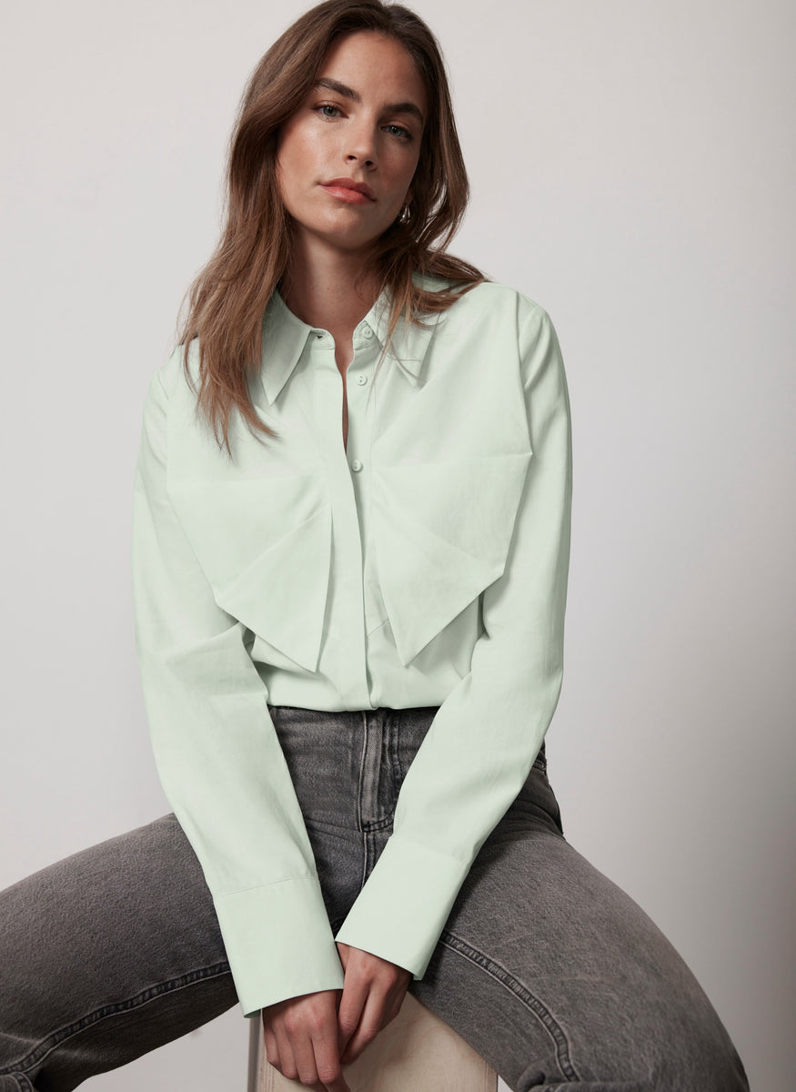 Green Bow Front Shirt – Mint Velvet