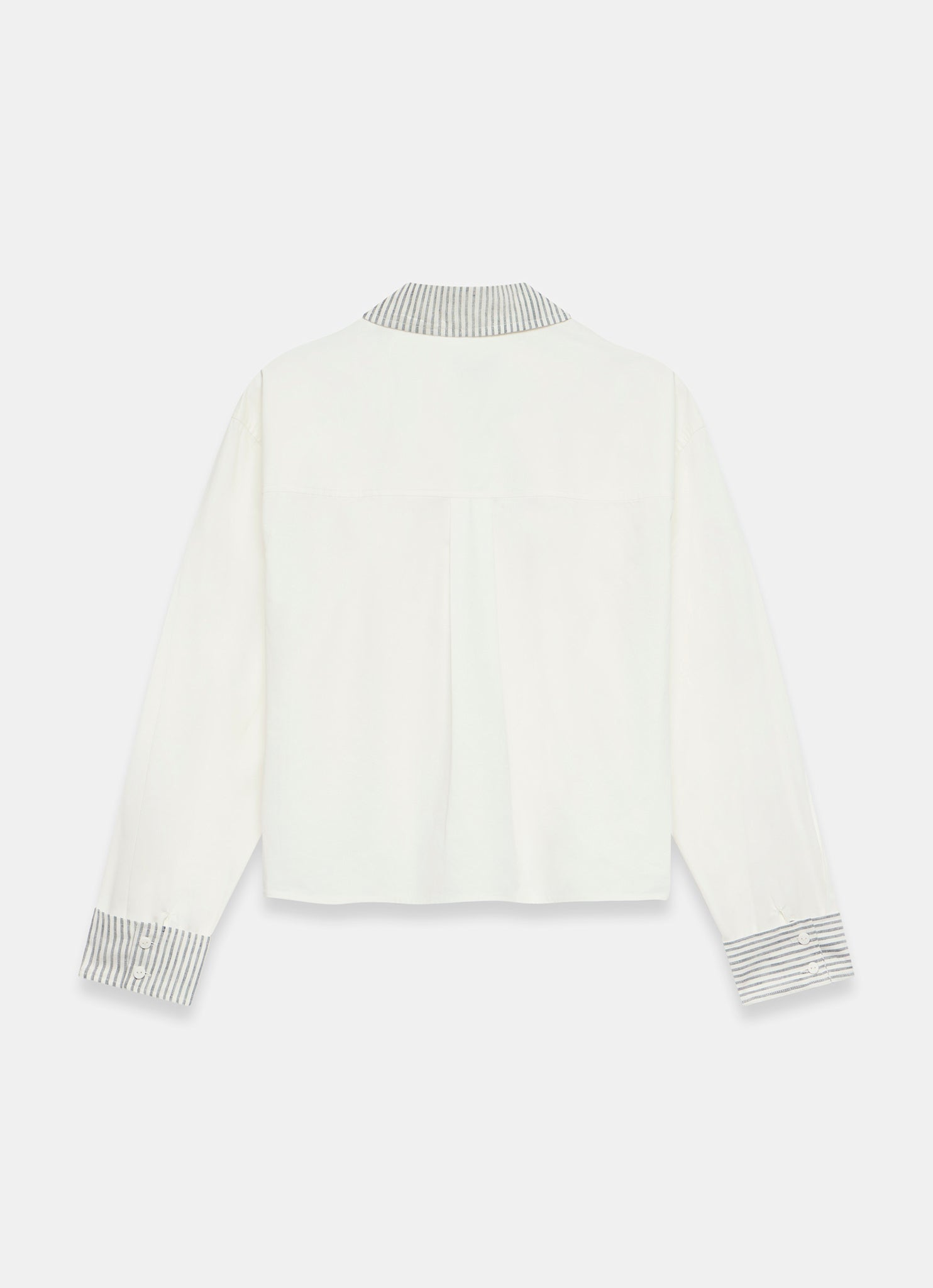 White Cotton Stripe Detail Cropped Shirt – Mint Velvet