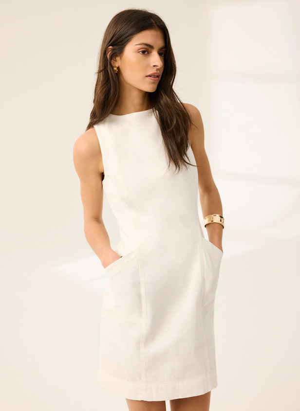 White Denim Mini Dress – Mint Velvet