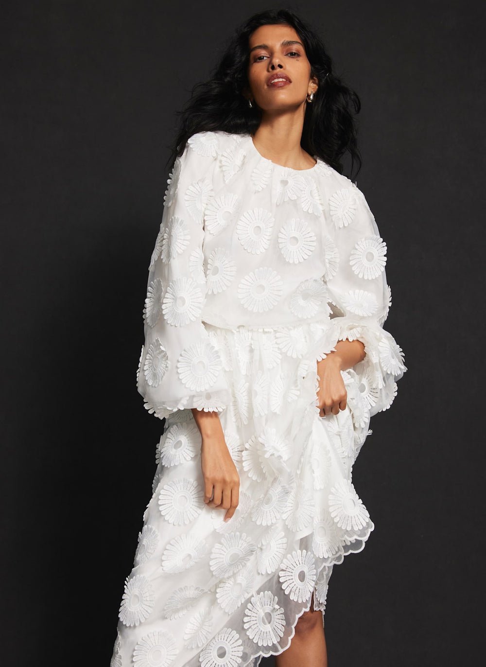 White Floral Applique Top