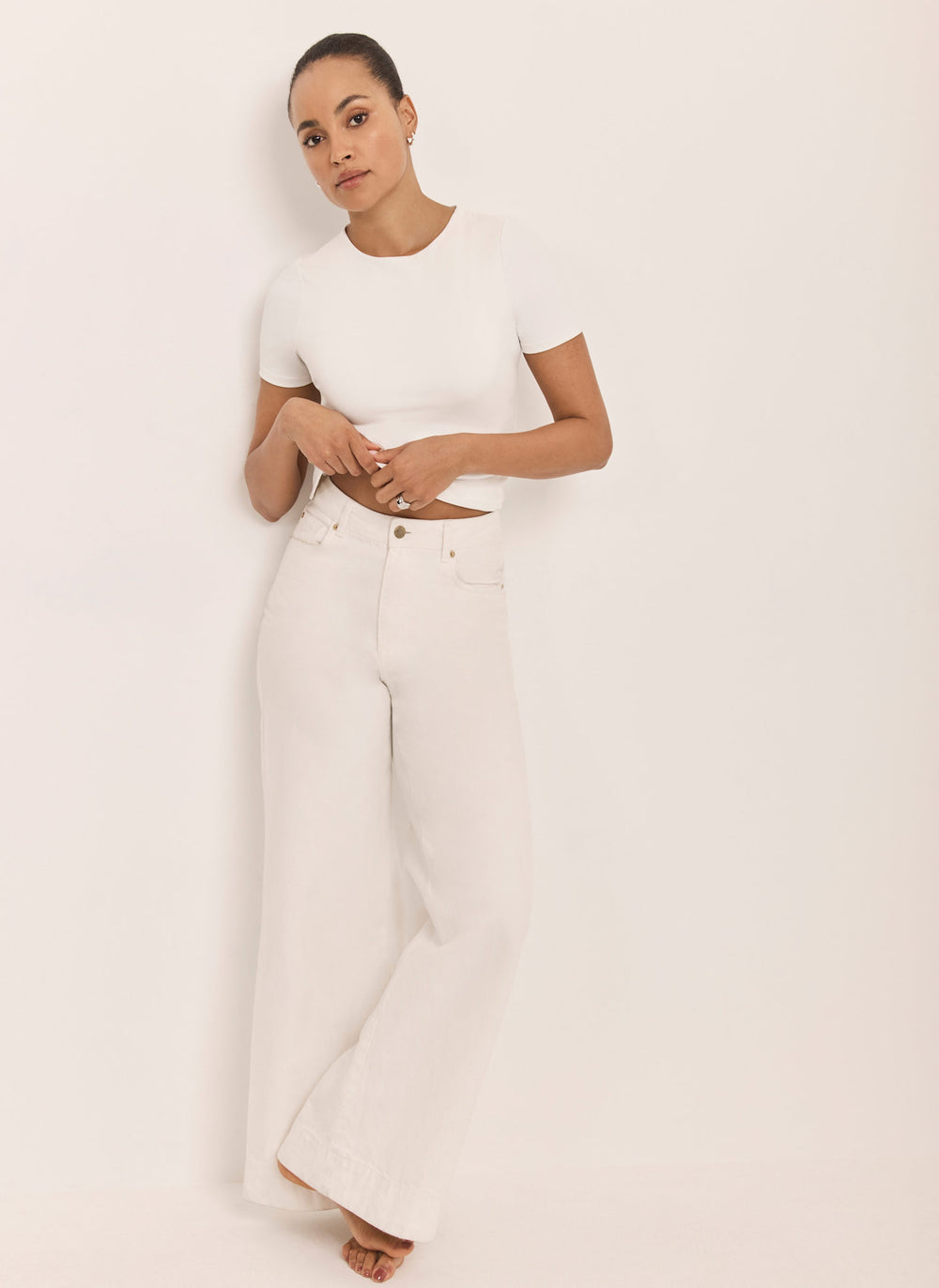 White Layering Short Sleeve Top