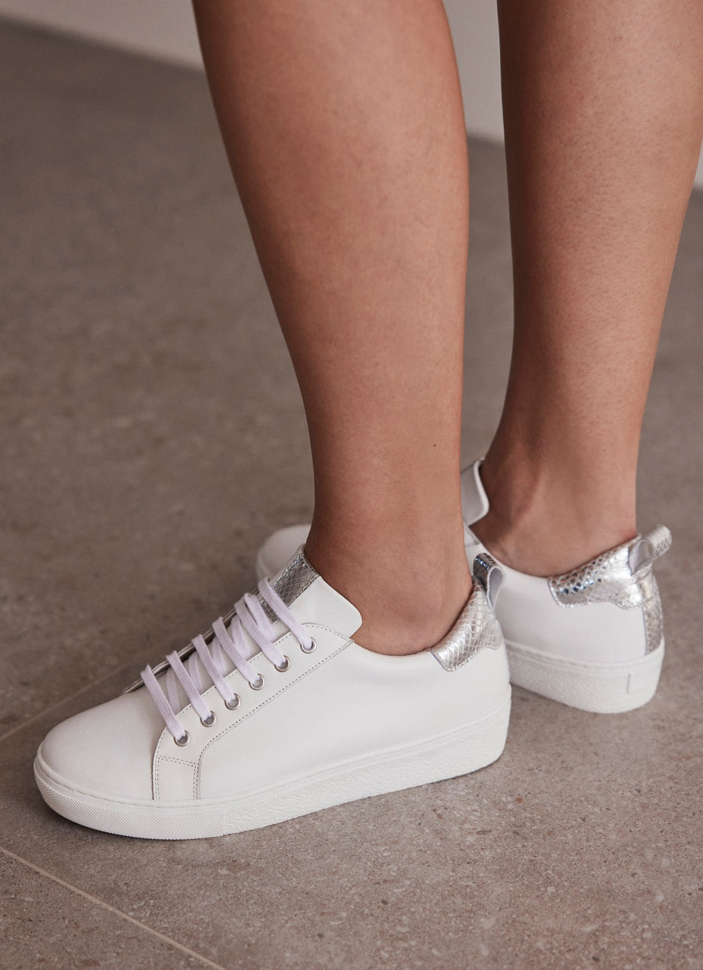Allie White Leather Trainers