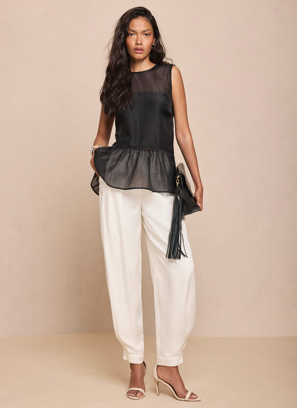 White Tailored Balloon Trousers
