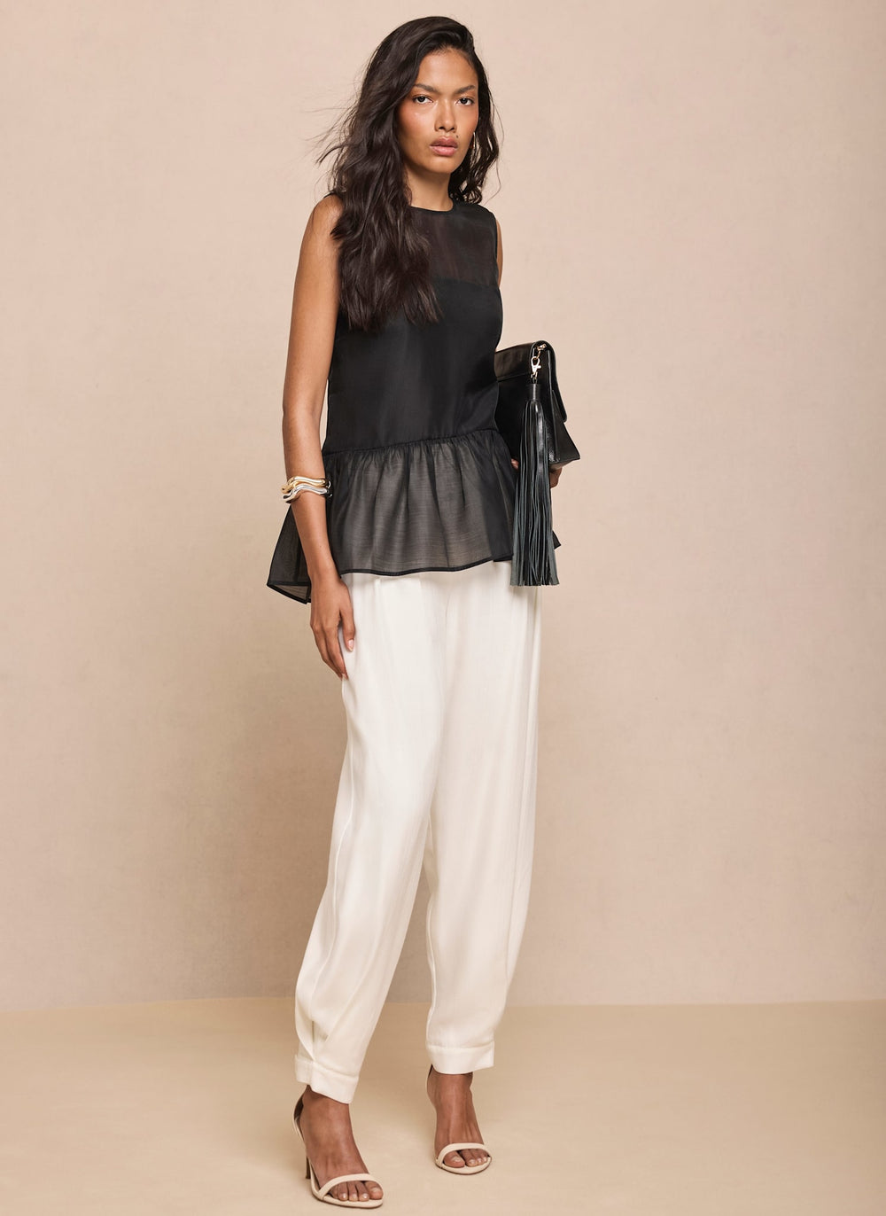 White Tailored Balloon Trousers
