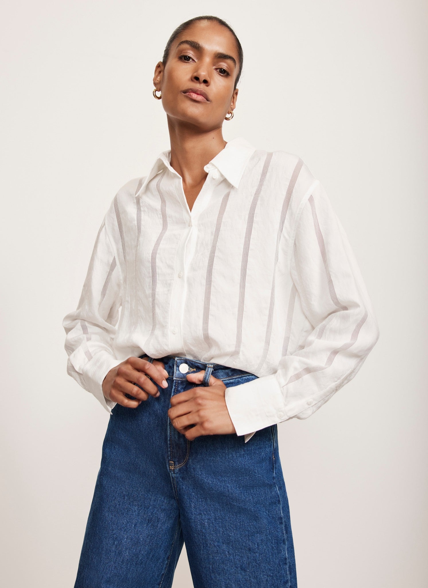 White Textured Oversized Shirt – Mint Velvet