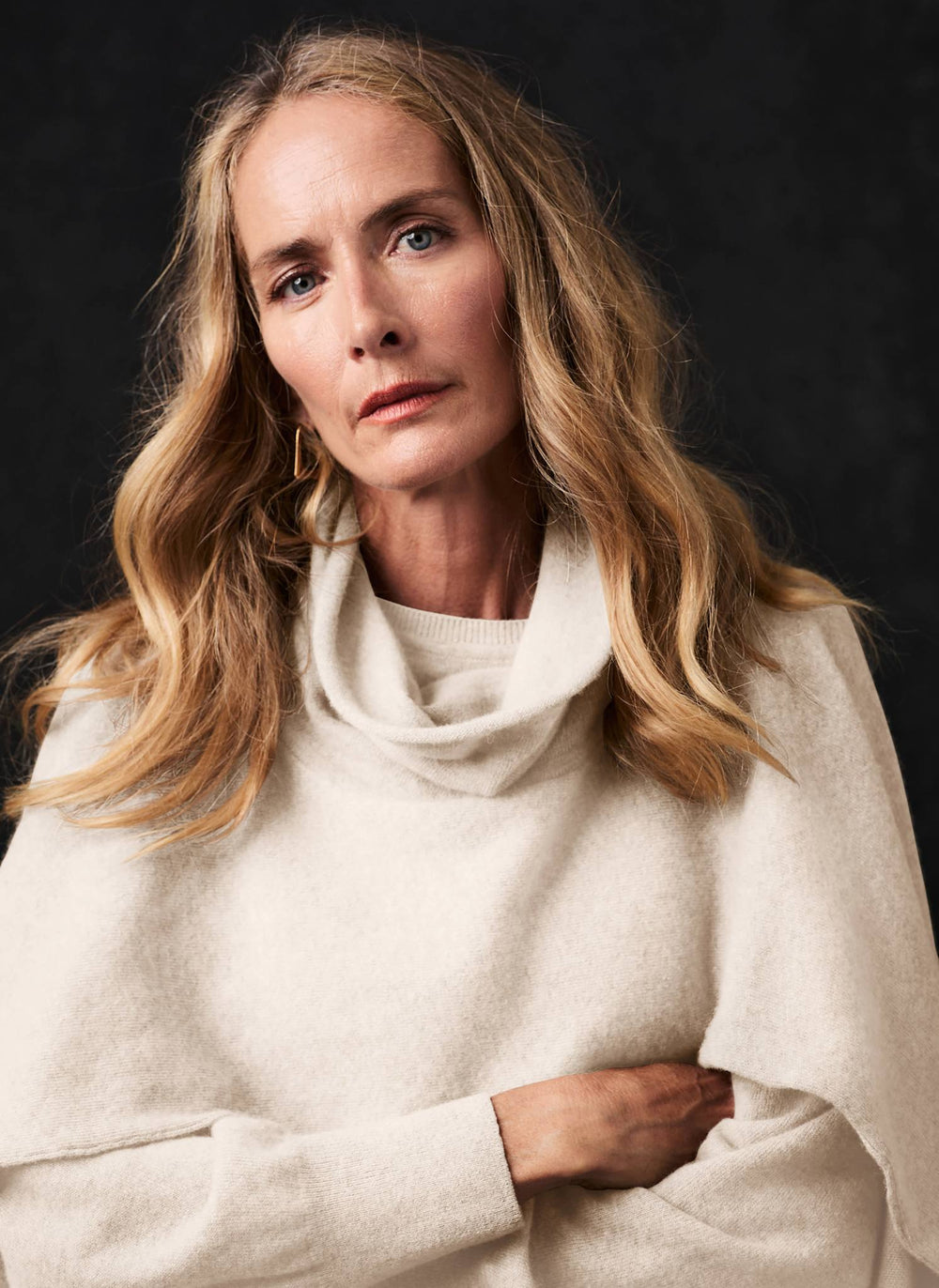 Cream Wool Cape Detail Knit Jumper