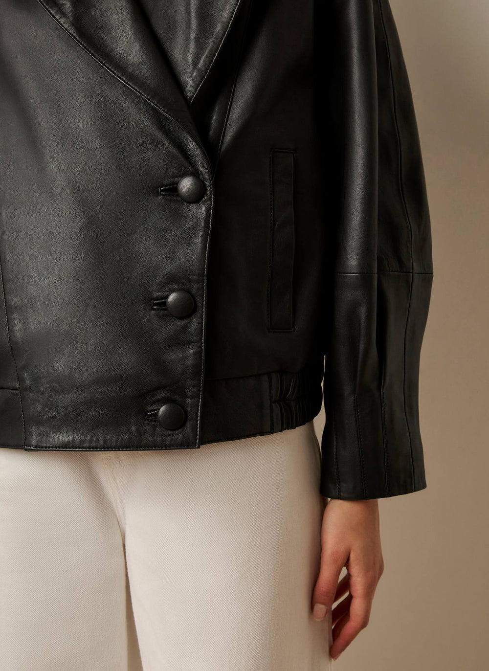 Black Leather Wrap Oversized Jacket