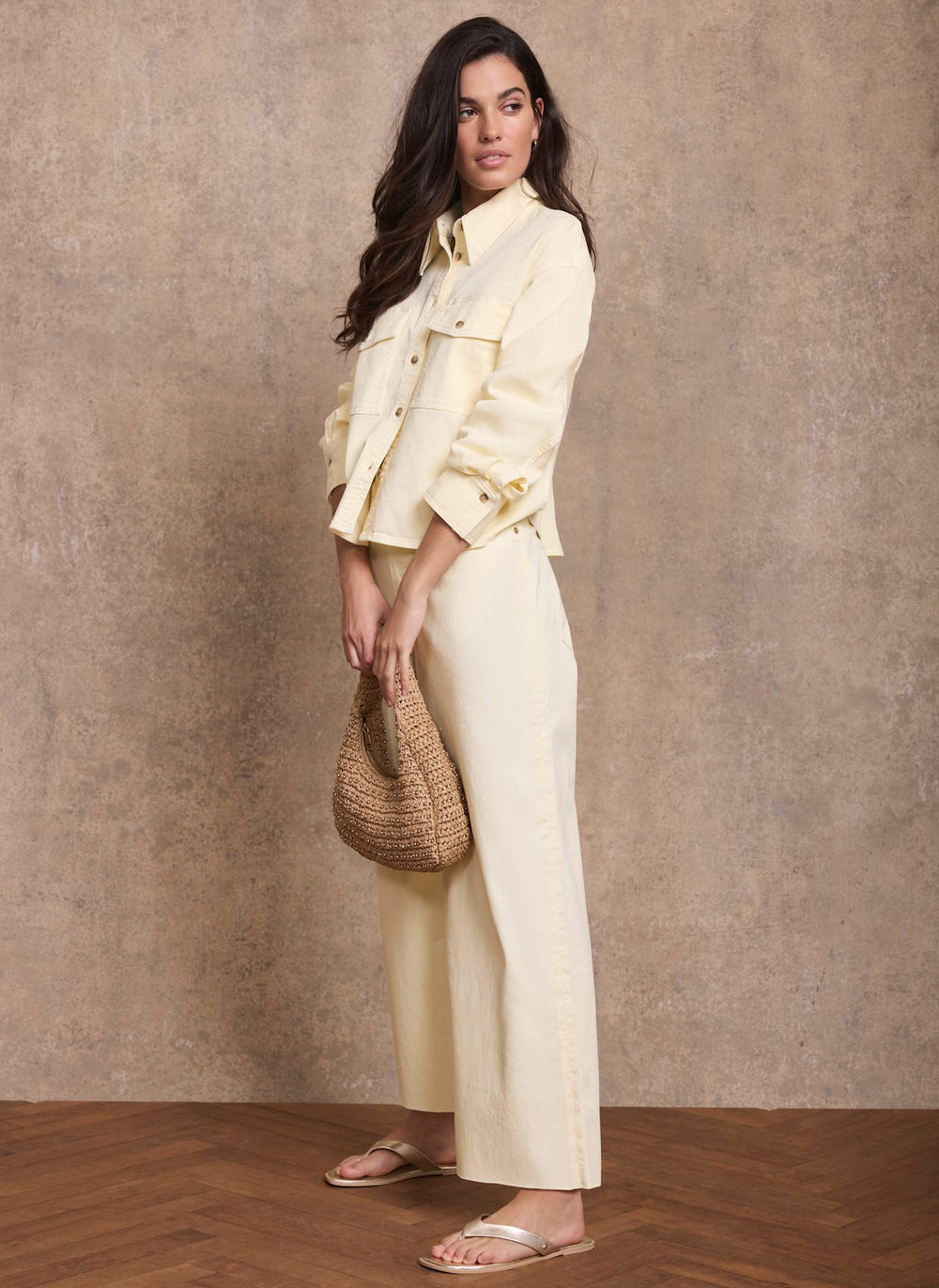 Yellow Ankle Wide Leg Jeans