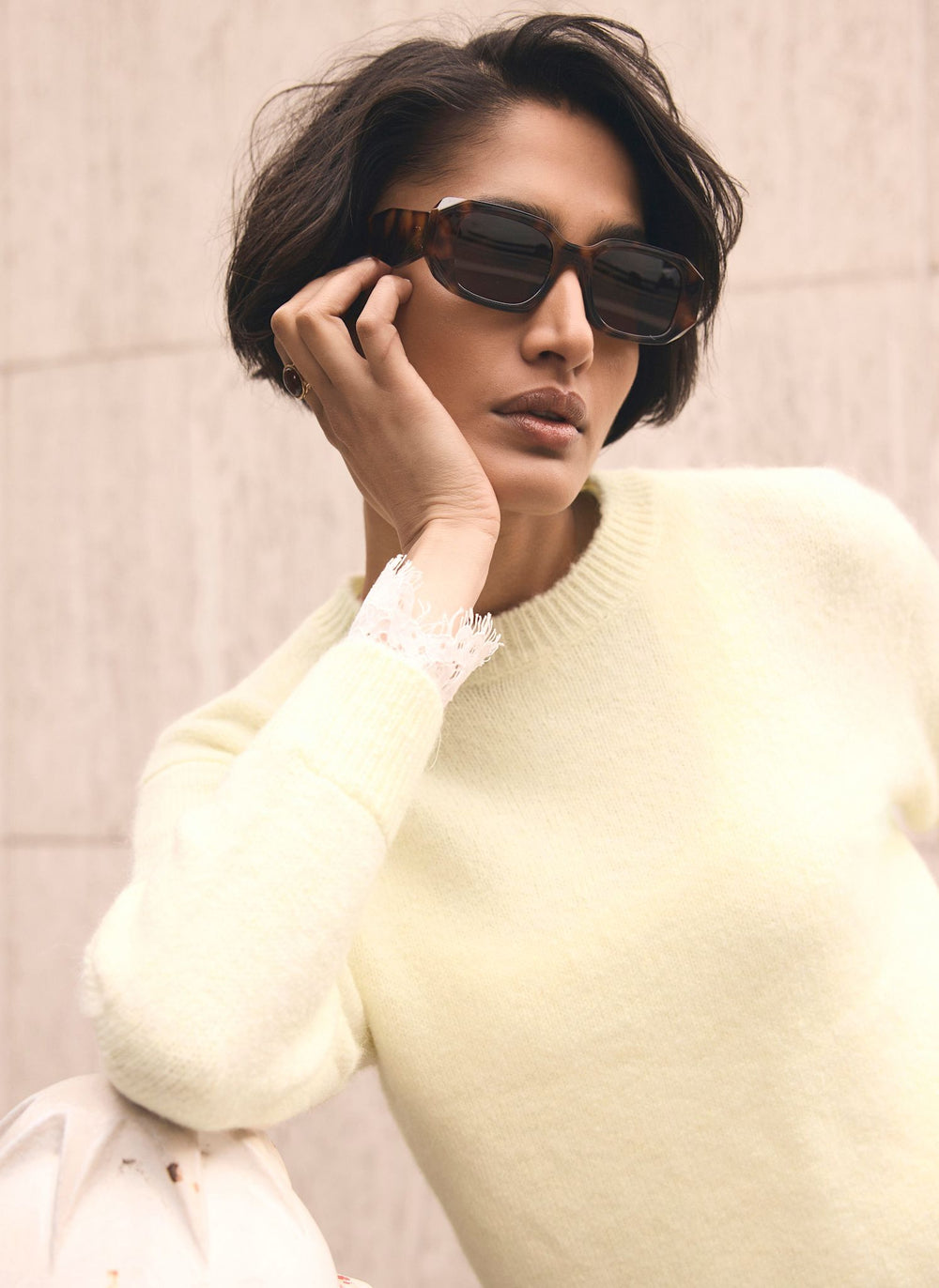 Butter Yellow Lace Hem Jumper