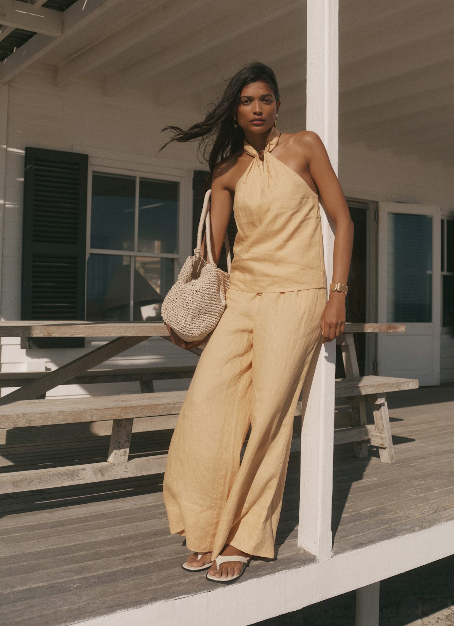 Yellow Linen Halter Top – Mint Velvet