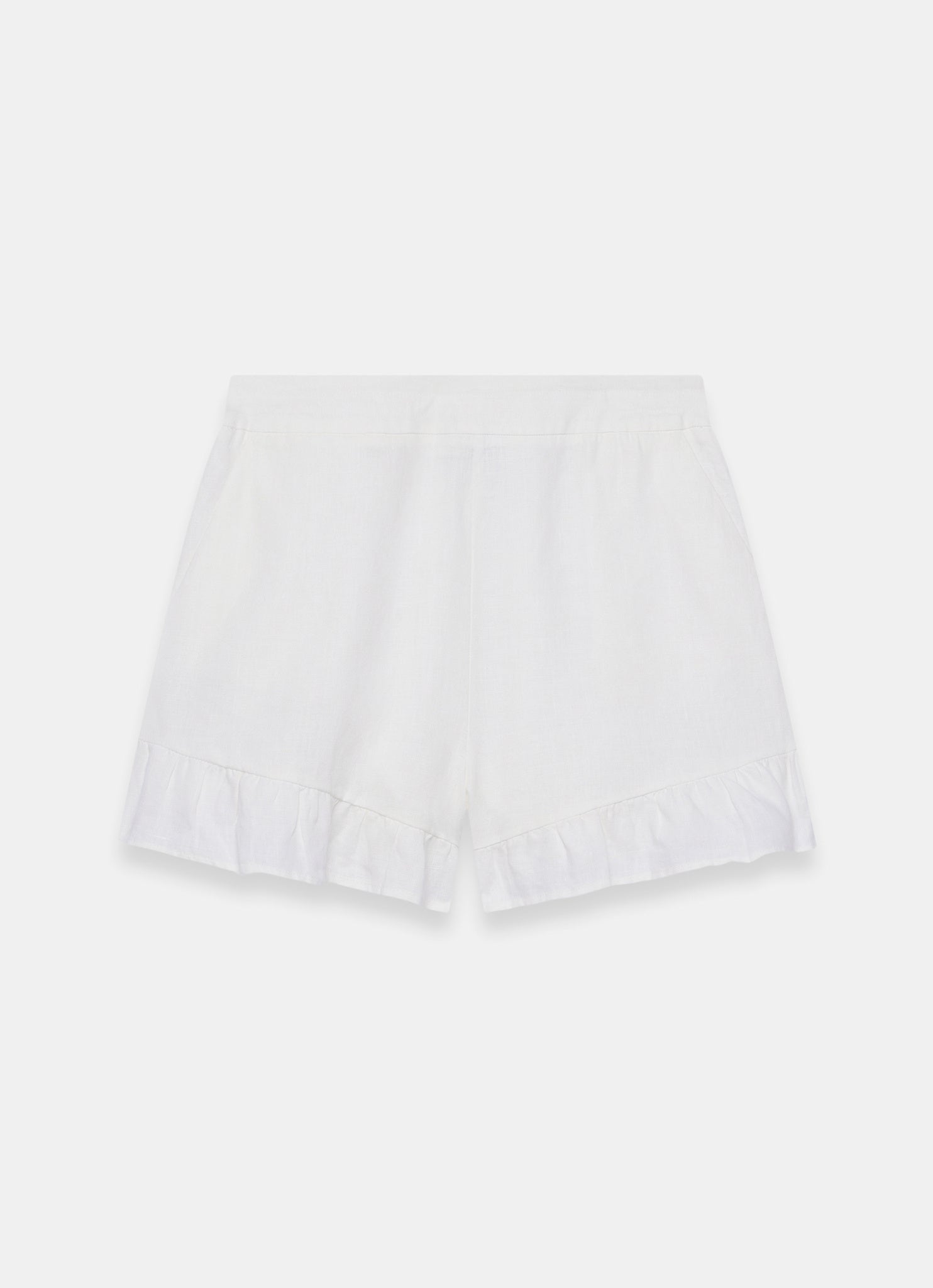 White Linen Ruffle Trim Shorts – Mint Velvet