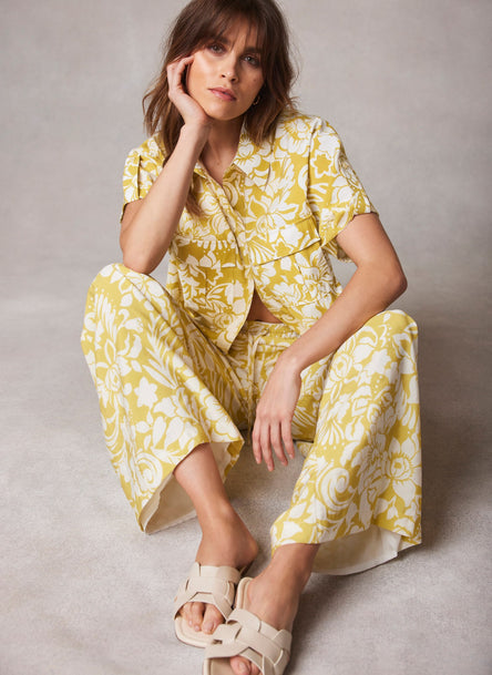 Vibrant Printed Shirt With Pants Yellow Set - Ships in 24 Hrs