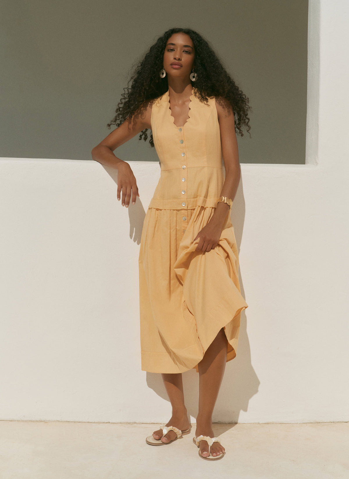 Mint Velvet Women's Ramie Drop Waist Maxi Dress - Yellow - Size 4 Mint Velvet Women's Ramie Drop Waist Maxi Dress - Yellow - Size 4