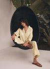 Yellow Linen Wide Ruffle Trousers (Image 1)
